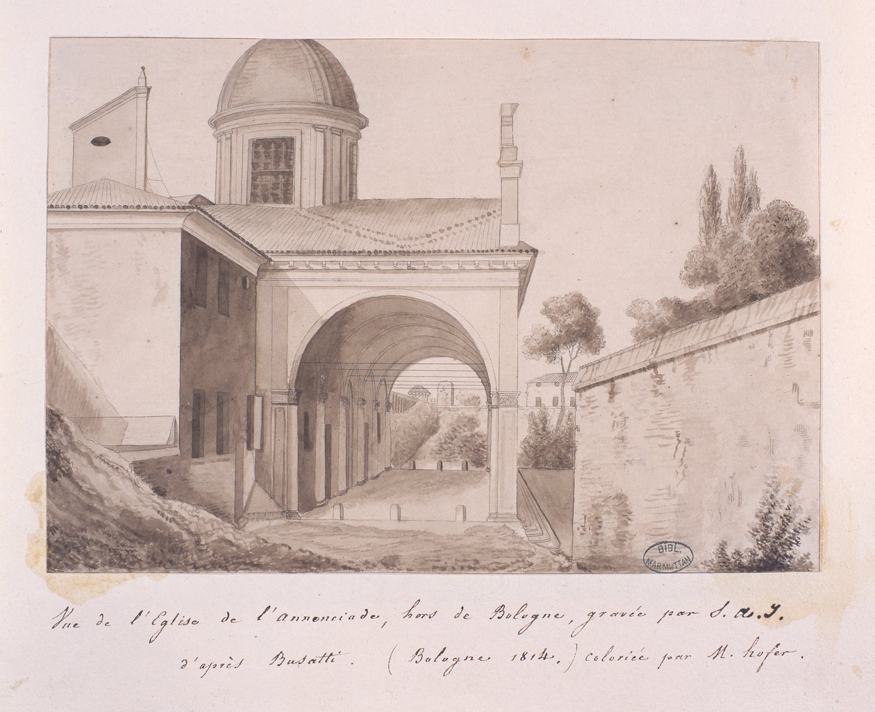Widok kościoła Zwiastowania, Bolonia, według Busatti, 1814 autorstwa Elisa Bonaparte