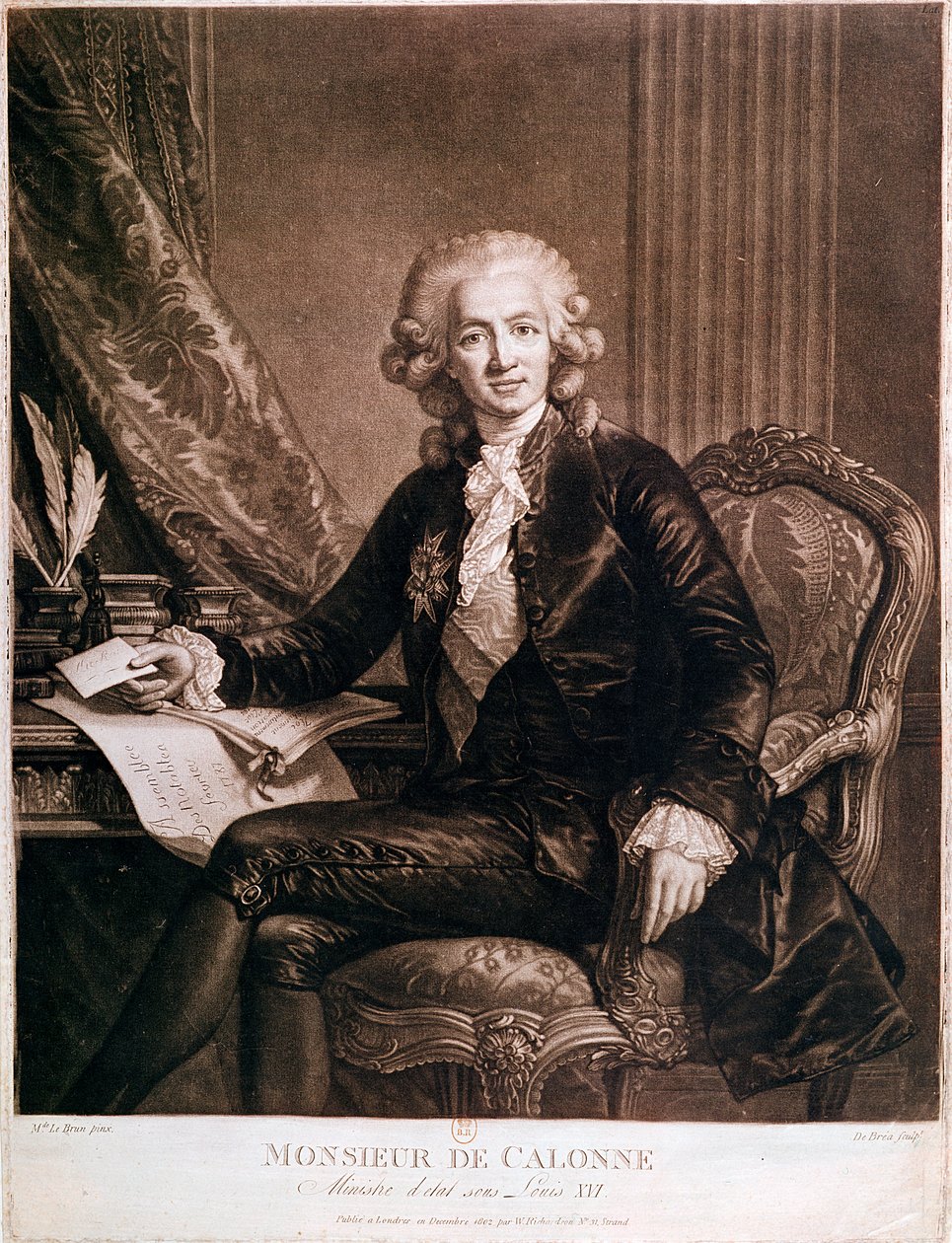 Charles Alexandre de Calonne (1734-1802) Generalny Kontroler Finansów Ludwika XVI (1754-93) grawerowany przez de Brea autorstwa Elisabeth Louise Vigee Lebrun