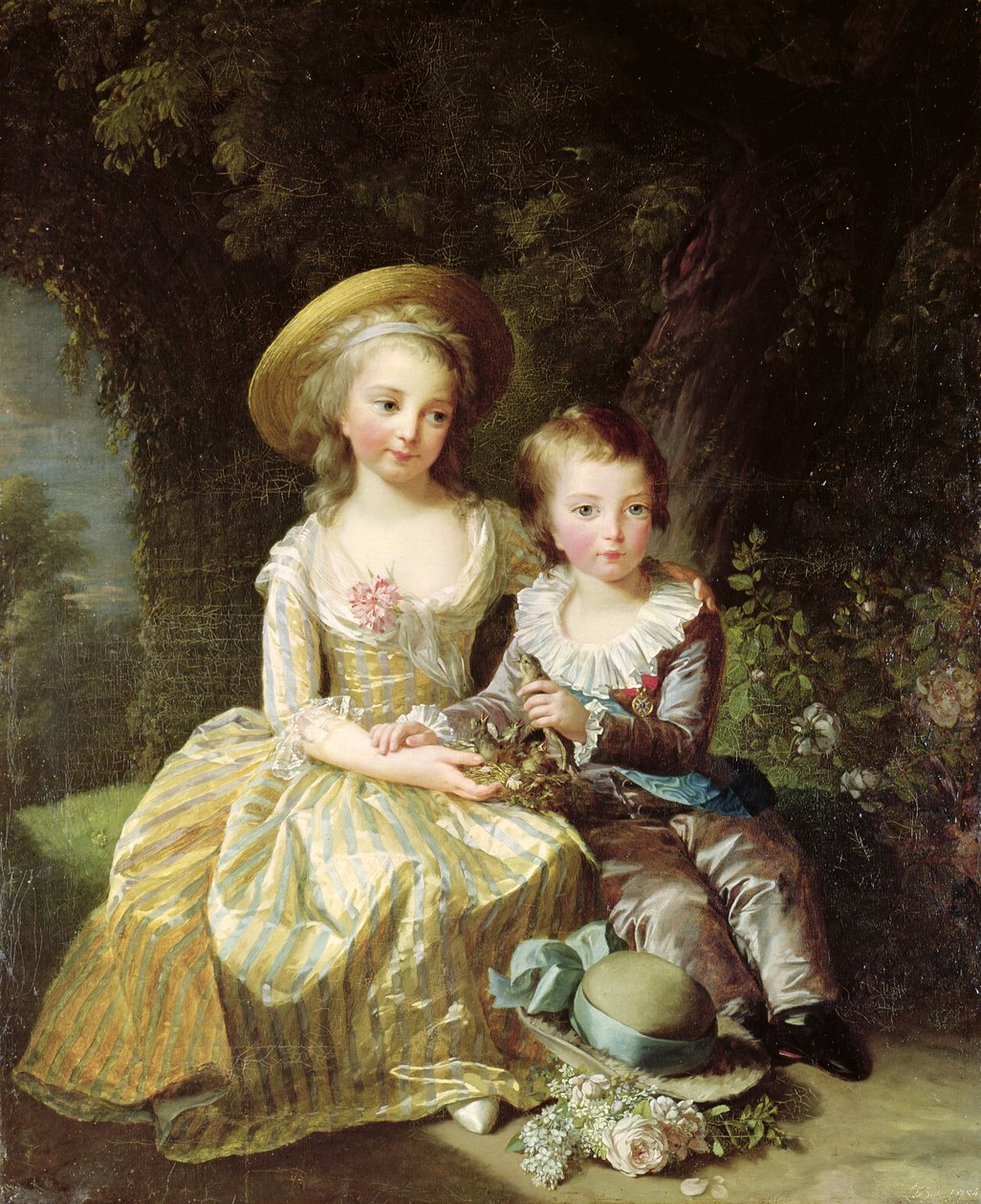 Portrety dzieci Marie-Therese-Charlotte z Francji (1778-1851), przyszłej księżnej Angouleme i Ludwika Józefa-Ksawerego z Francji (1781-89) Premier Dauphin, 1784 autorstwa Elisabeth Louise Vigee Lebrun