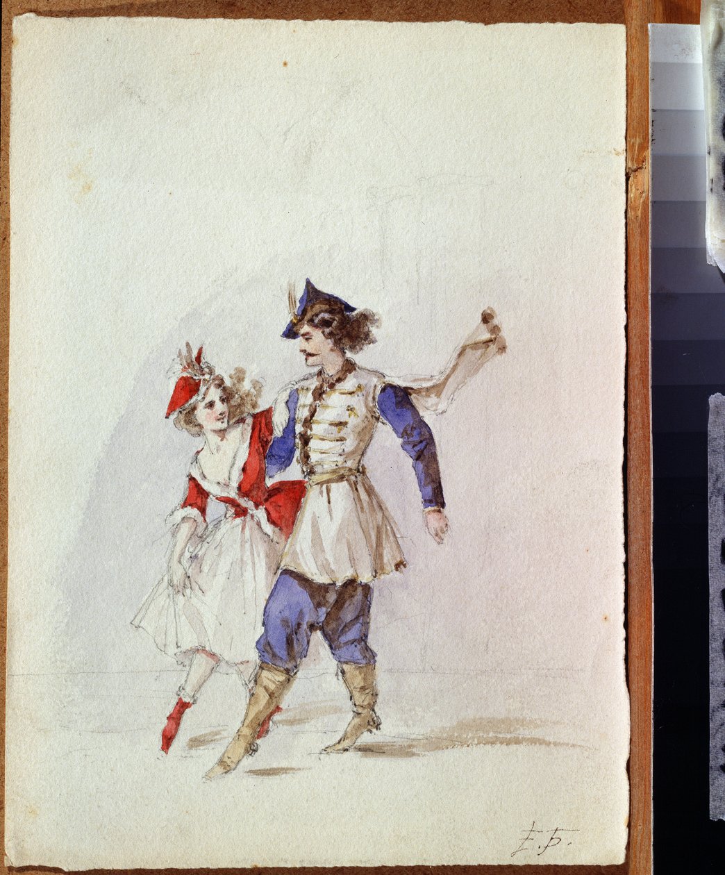 Para tancerzy w polskim stroju (Tańcząca para w polskim stroju) - Obraz Elizavety Merkuryevny Bem (Elisabeth Bohm) (1843-1914) - Akwarela na papierze autorstwa Elisabeth Bem