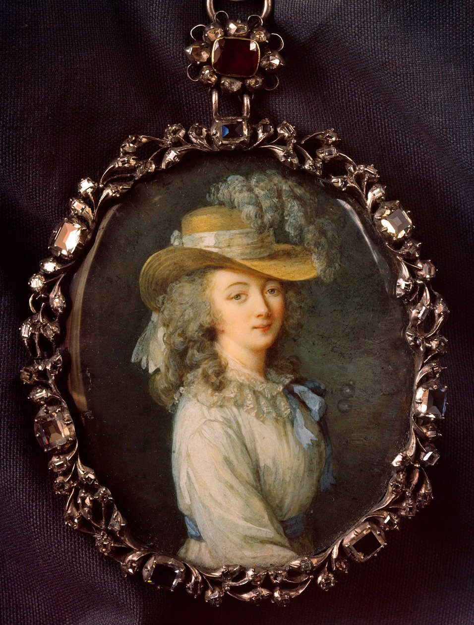 Portret Jeanne Becu, hrabiny (lub Madame) du Barry (1743-1793) Miniaturowy obraz na kości słoniowej przypisywany Nicolasowi Lawreince