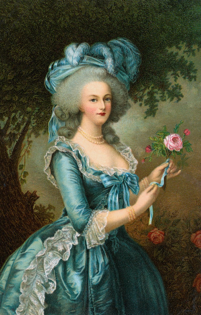 Portret Marii Antoniny z różą autorstwa Elisabeth Louise (after) Vigee Lebrun