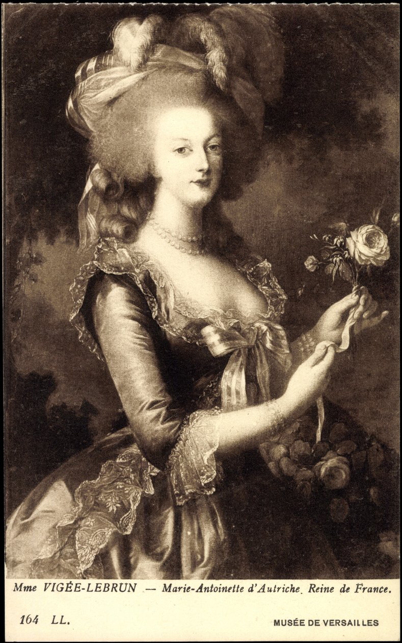 Portret królowej Marii Antoniny (1755-1793) (druk) autorstwa Elisabeth Louise (after) Vigee Lebrun