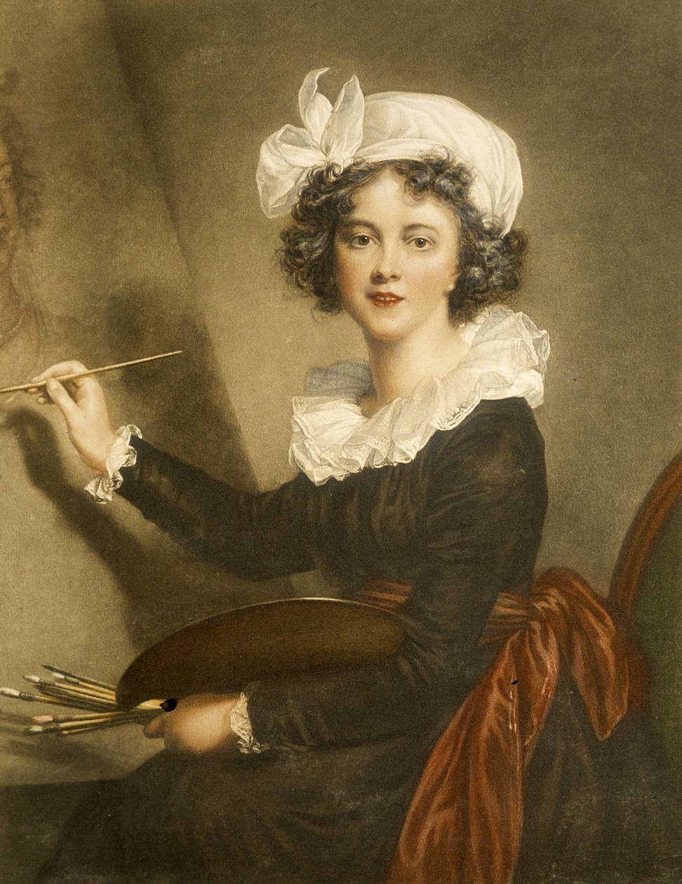 Grawerowanie odtwarzające Marie Elisabeth Louise Vigee Le brun (lub Vigee-Lebrun lub Vigee Lebrun autorstwa Elisabeth Louise (after) Vigee Lebrun
