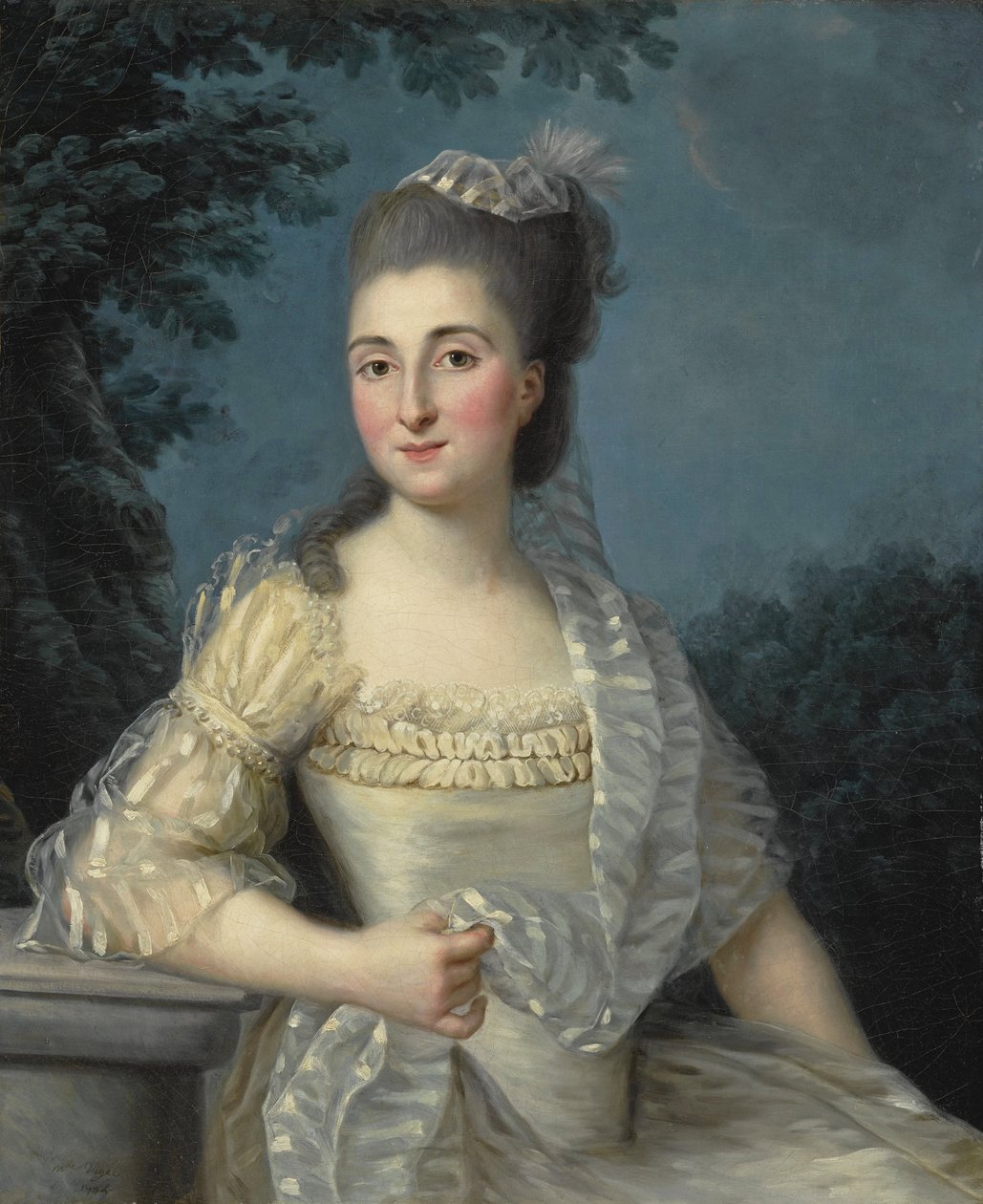 Portret młodej kobiety ubranej na biało, do połowy długości autorstwa Élisabeth Louise Vigée Le Brun