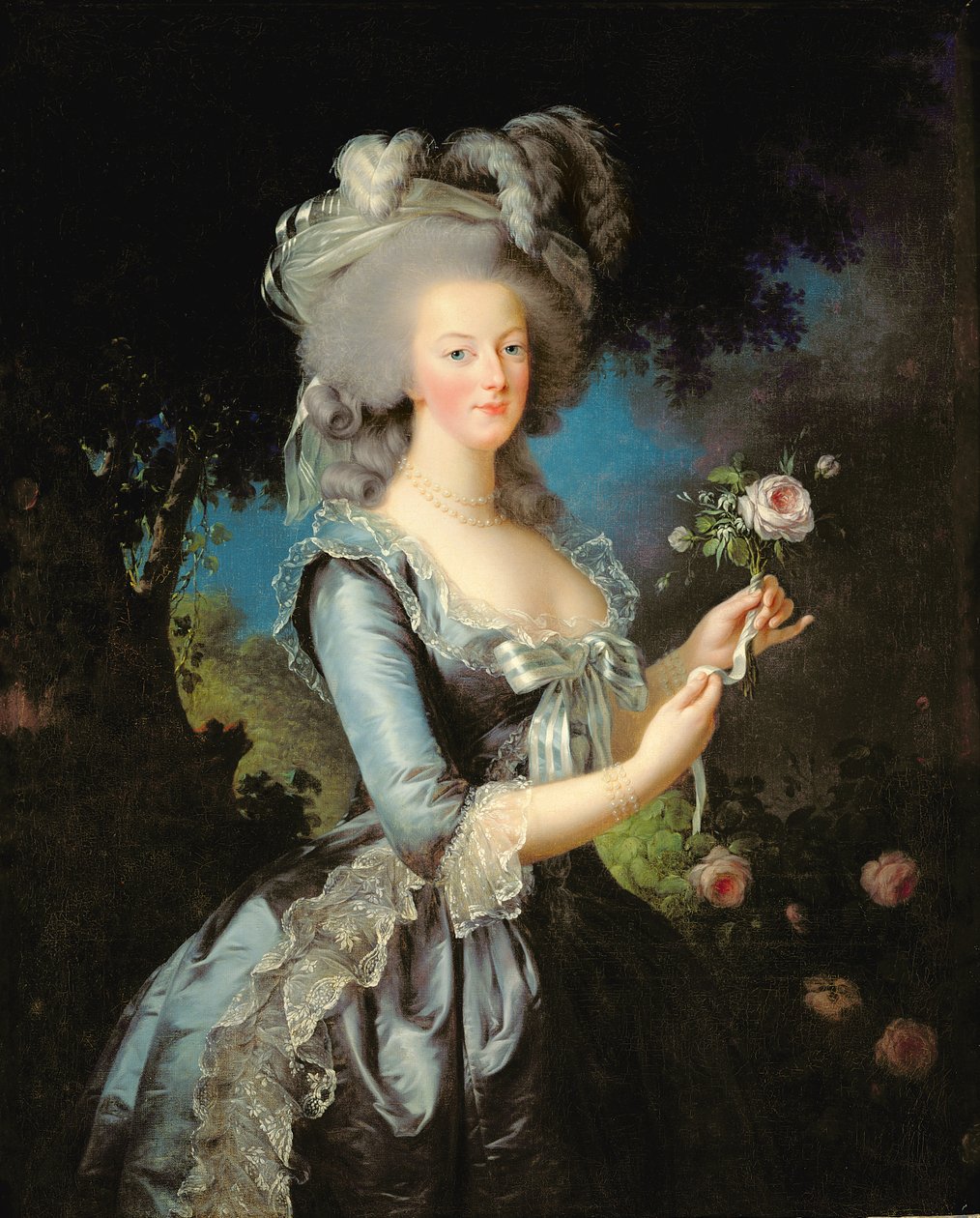 Marie Antoinette z różą autorstwa Elisabeth Louise Vigee Lebrun