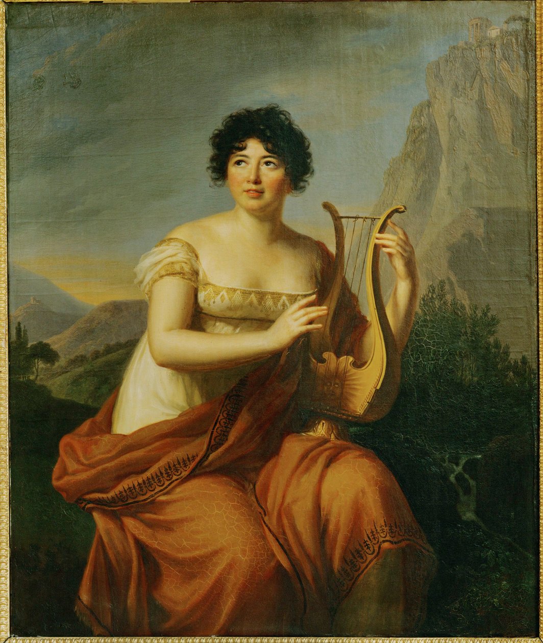 Portret Germaine Necker, Mme. de Stael ... (olej na drewnie) autorstwa Elisabeth Louise Vigee-Lebrun