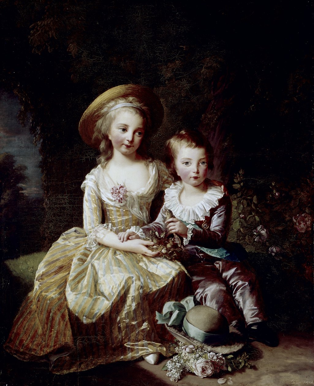Muotokuva ranskalaisesta Marie Thérèse Charlottesta ja Francepoliksen Delfino Louis Joseph Xavierista autorstwa Elisabeth Louise Vigee Lebrun
