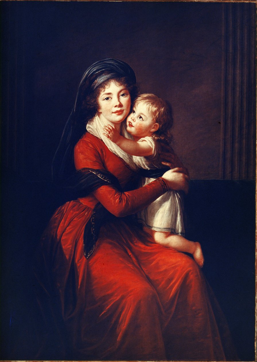 Portret księżniczki Aleksandry Pietrownej Galitzine (Golitsyna lub Galitzine) z domu Protasow (1774-1842) z synem. Obraz Elisabeth Vigee-Lebrun (Vigee Lebrun) (1755-1842), olej na płótnie autorstwa Elisabeth Louise Vigee Lebrun
