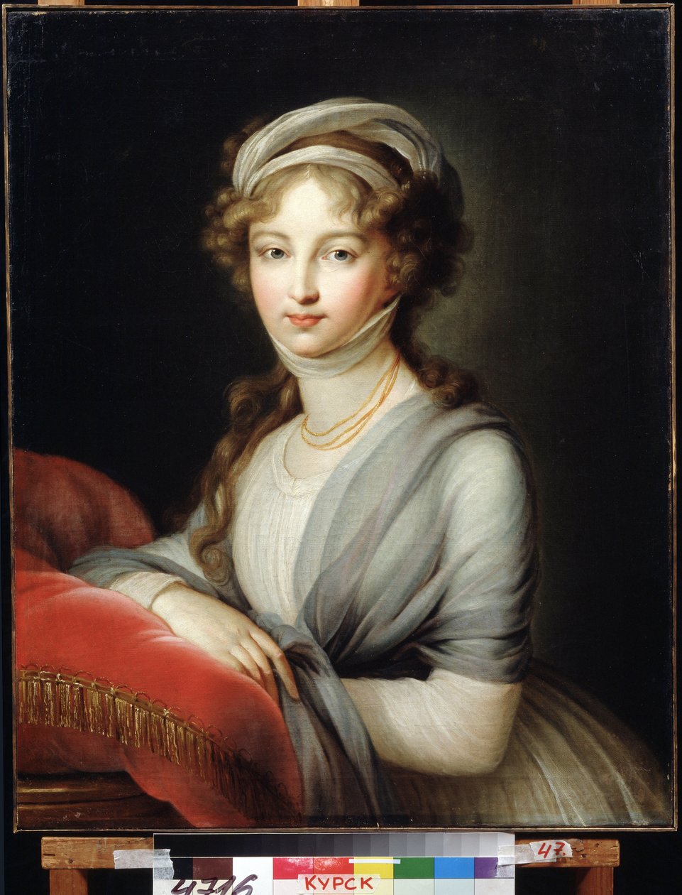 Portret cesarzowej Elżbiety Aleksiejewny, księżniczki Ludwiki Badeńskiej (lub Baden) (1779-1826) (Portret cesarzowej Elżbiety Aleksiejewny, księżniczki Ludwiki Badeńskiej). Obraz Marie Louise Elisabeth Vigee Lebrun (1755-1842). Olej na płótnie, 80 x 64,6 c autorstwa Elisabeth Louise Vigee Lebrun