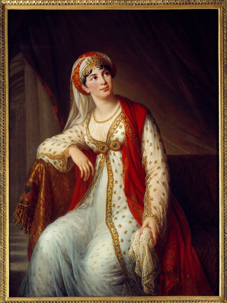 Portret włoskiej śpiewaczki Giuseppiny Grassini (1773-1850) w roli Zairu w sztuce Woltera o tym samym tytule (1694-1746) Była kochanką Napoleona Bonaparte i księcia Wellington. Obraz Marie Elisabeth Louise Vigee Le brun (ou Vige autorstwa Elisabeth Louise Vigee Lebrun