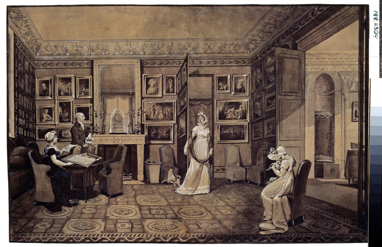 Salon w Domu Księcia Iwana Iwanowicza Bariatinsky (1772-1825) w Altona (Rysunek w Domu Bariatinsky w Altona). Rysunek Marie Louise Elisabeth Vigee-Lebrun (Vigee Lebrun) (1755-1842) autorstwa Elisabeth Louise Vigee Lebrun