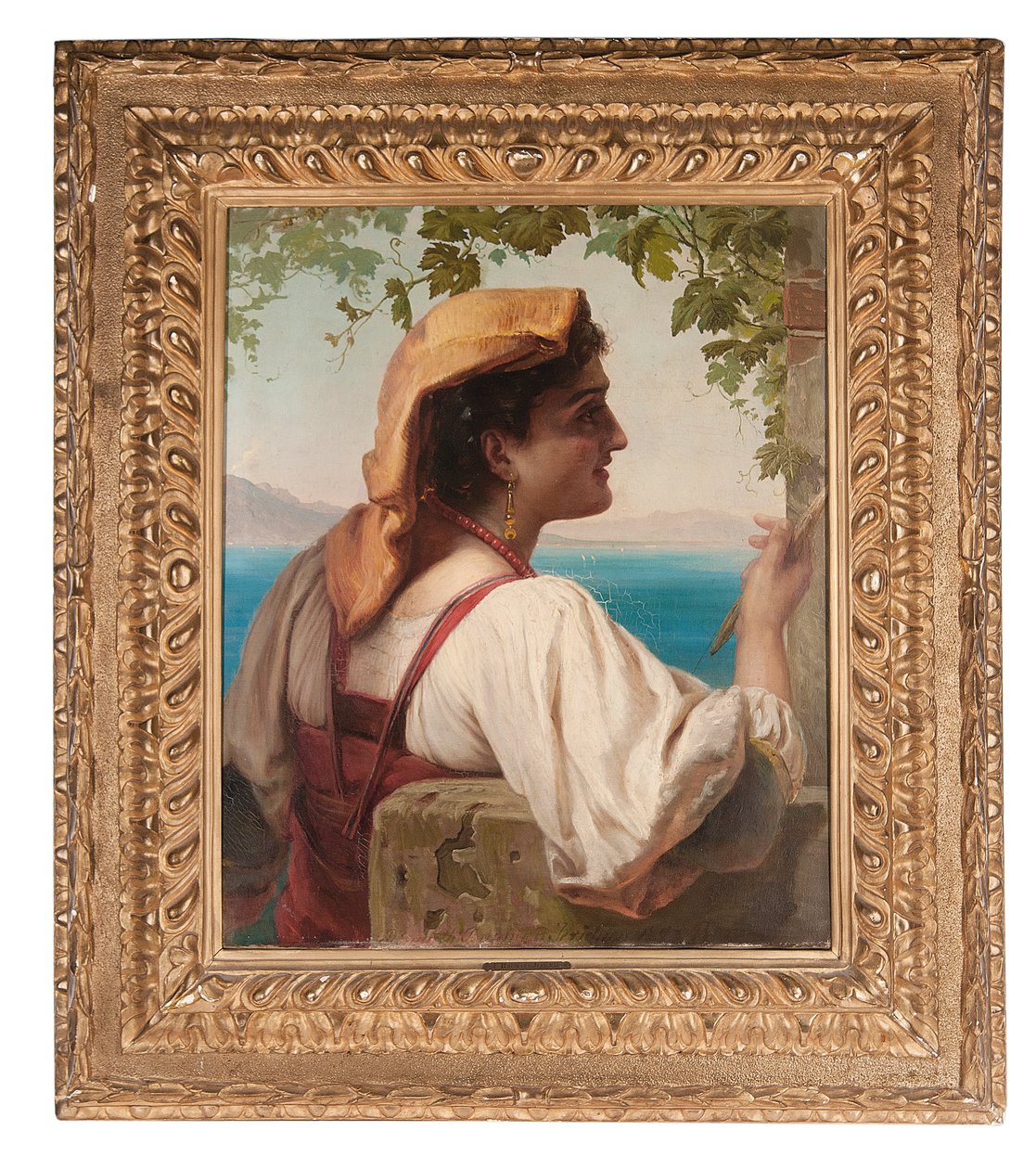 Włoska dziewica naprawiająca sieci w Zatoce Neapolitańskiej, 1872 r autorstwa Elisabeth Maria Anna Jerichau Baumann