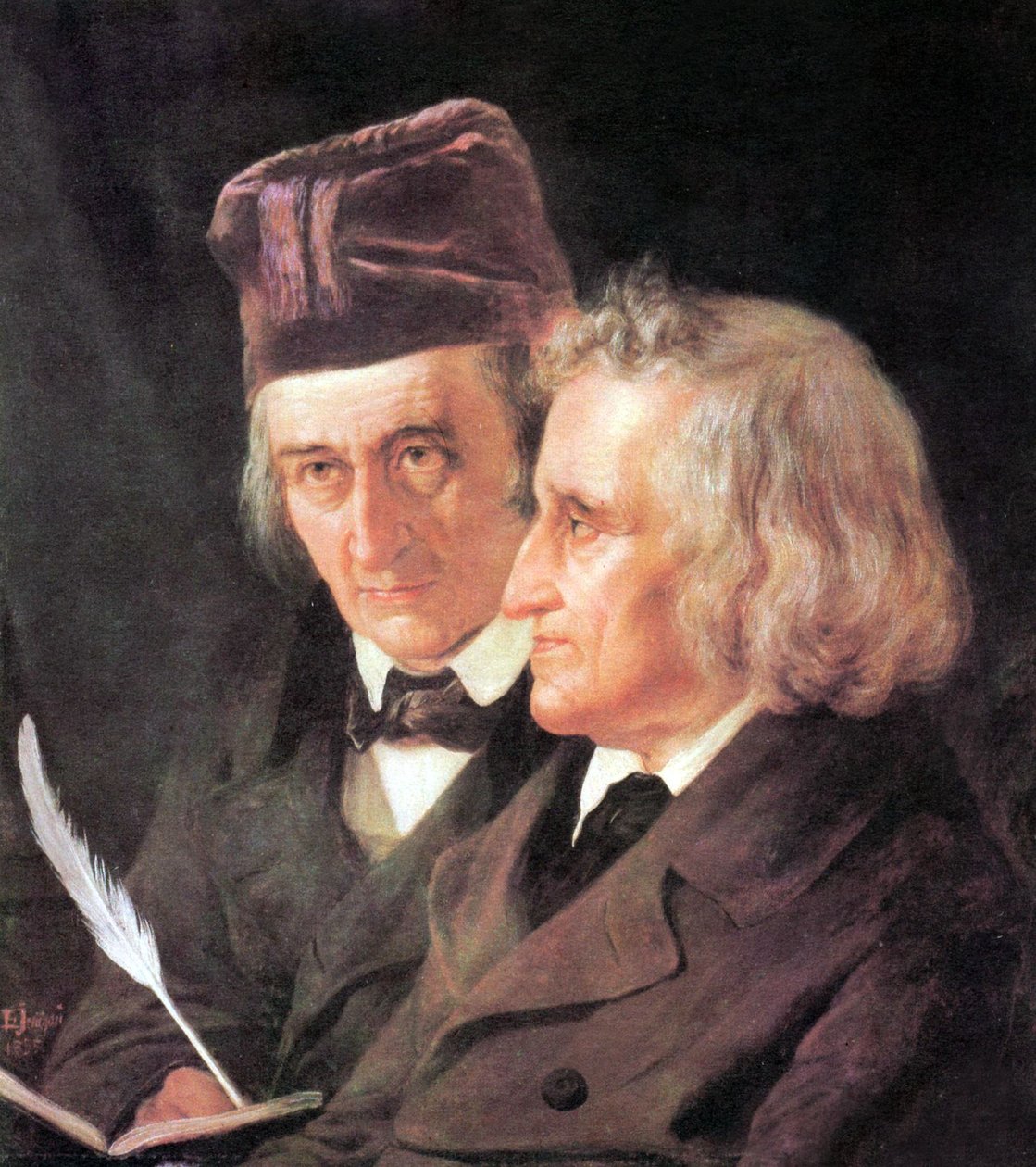 Bracia Grimm : Jacob (1785-1863) i Wilhelm (1786-1859) obraz Elisabeth Jerichau-Baumann autorstwa Elisabeth Maria Anna Jerichau Baumann