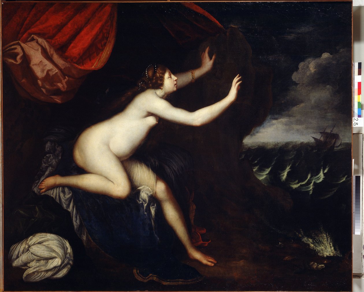 Riyadane (Riyadane) usiadł na Abandon. Malowanie Elisabetty Sirani (1638-1665). Huille sur Toile autorstwa Elisabetta Sirani