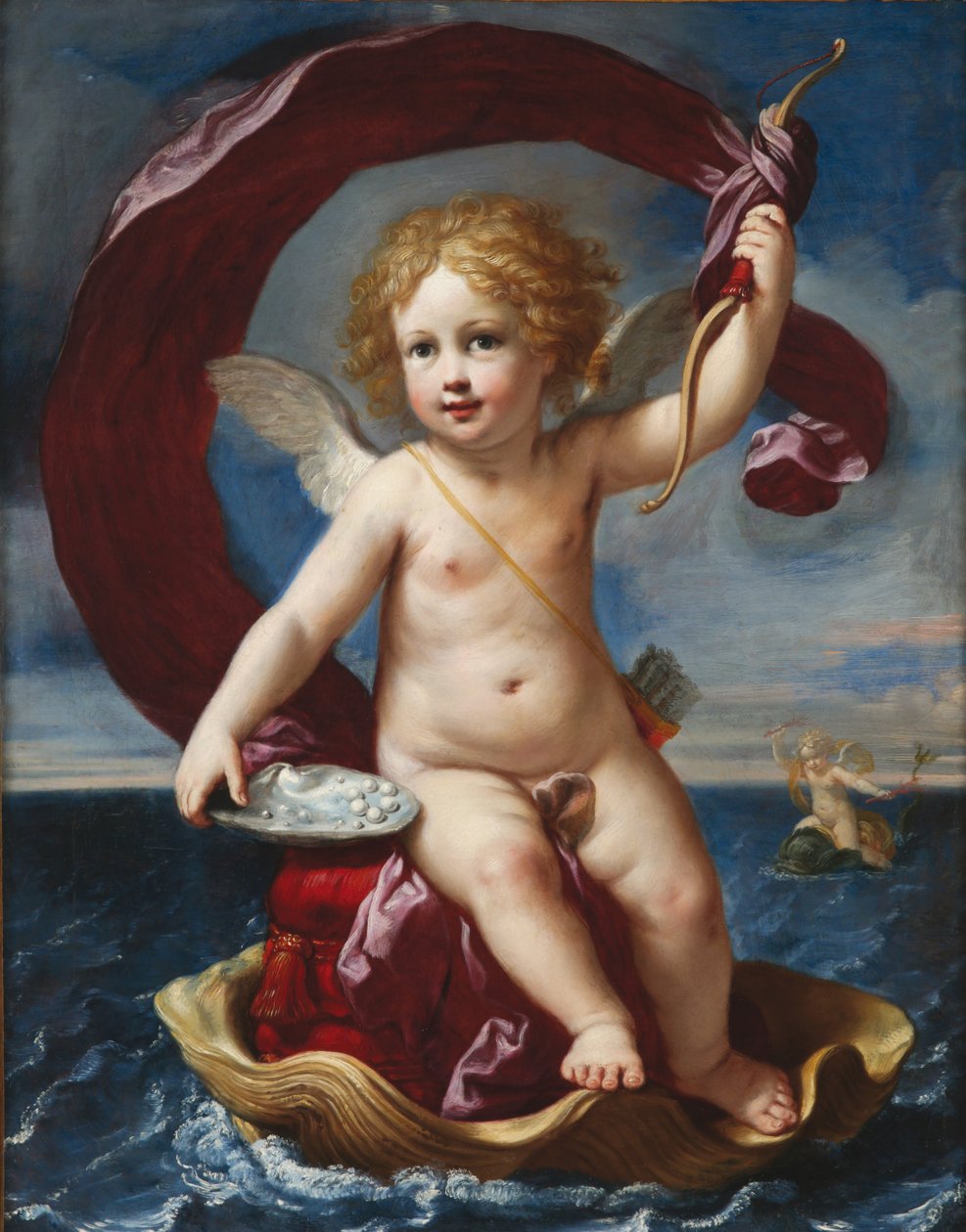 Amor triumfujący na morzu Amorino Medici, 1661. autorstwa Elisabetta Sirani