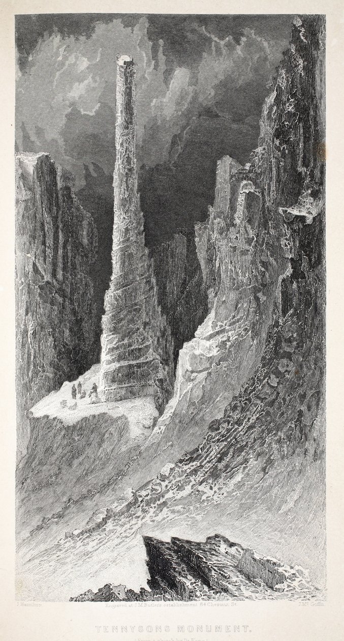 Pomnik Tennysona, ilustracja z „Drugiej wyprawy Grinnell w poszukiwaniu Sir Johna Franklina...”, 1856 autorstwa Elisha Kane