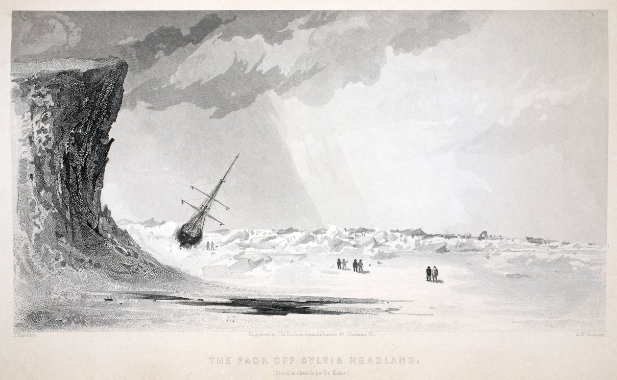The Pack off Sylvia Headland, ilustracja z „Drugiej wyprawy Grinnell w poszukiwaniu Sir Johna Franklina...”, 1856 autorstwa Elisha Kane