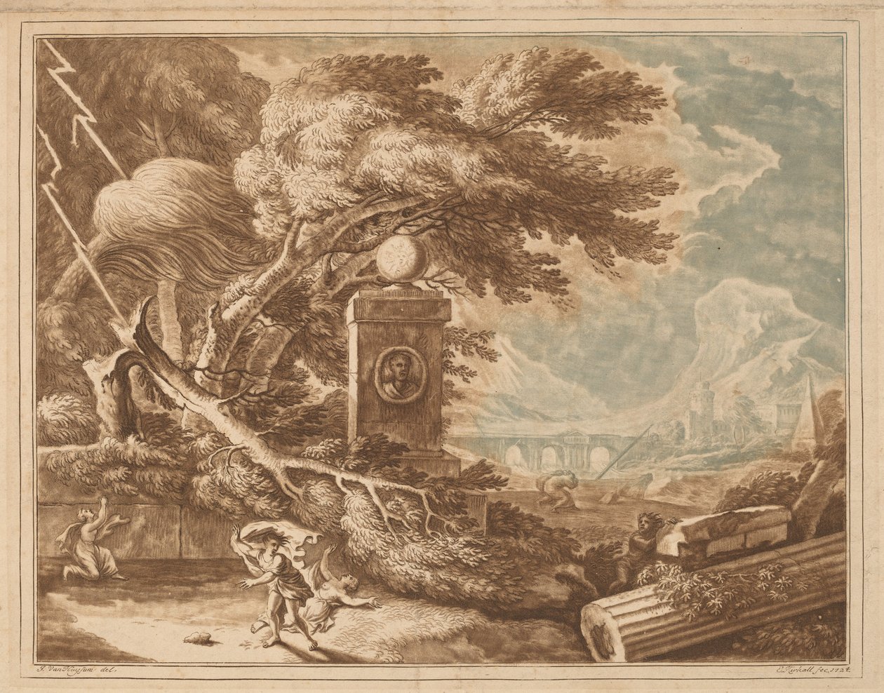Heroiczny Burzowy Krajobraz, 1724. autorstwa Elisha Kirkall