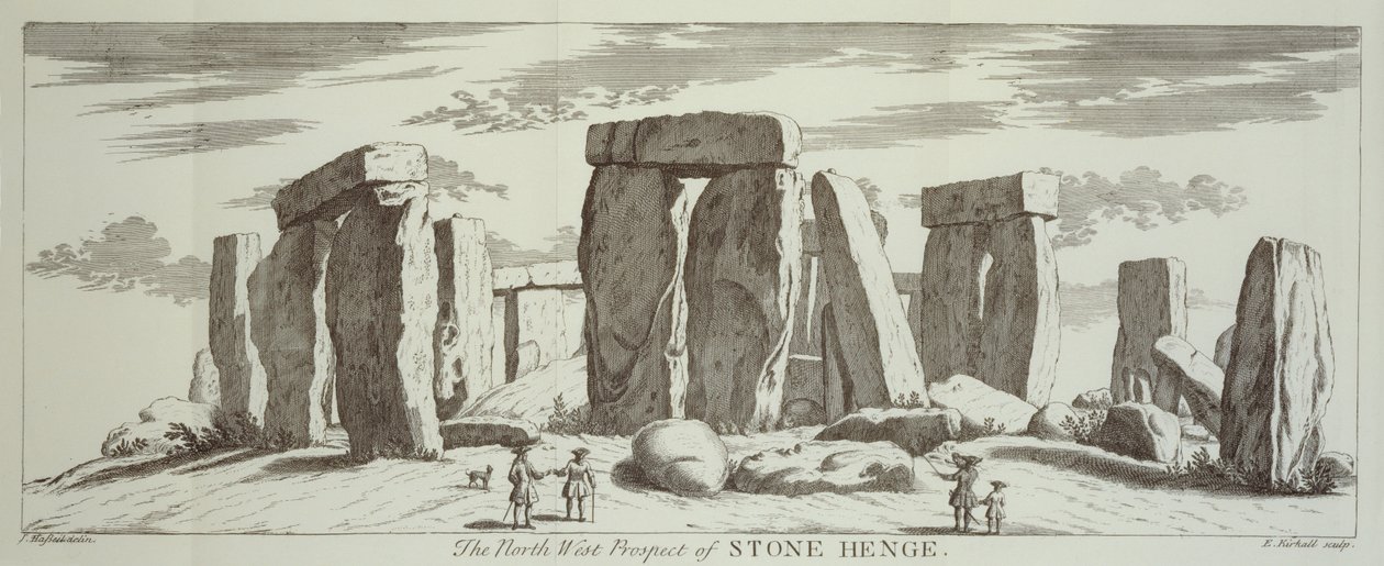 „Północno-zachodnia perspektywa Stone Henge”, 1725 autorstwa Elisha Kirkall