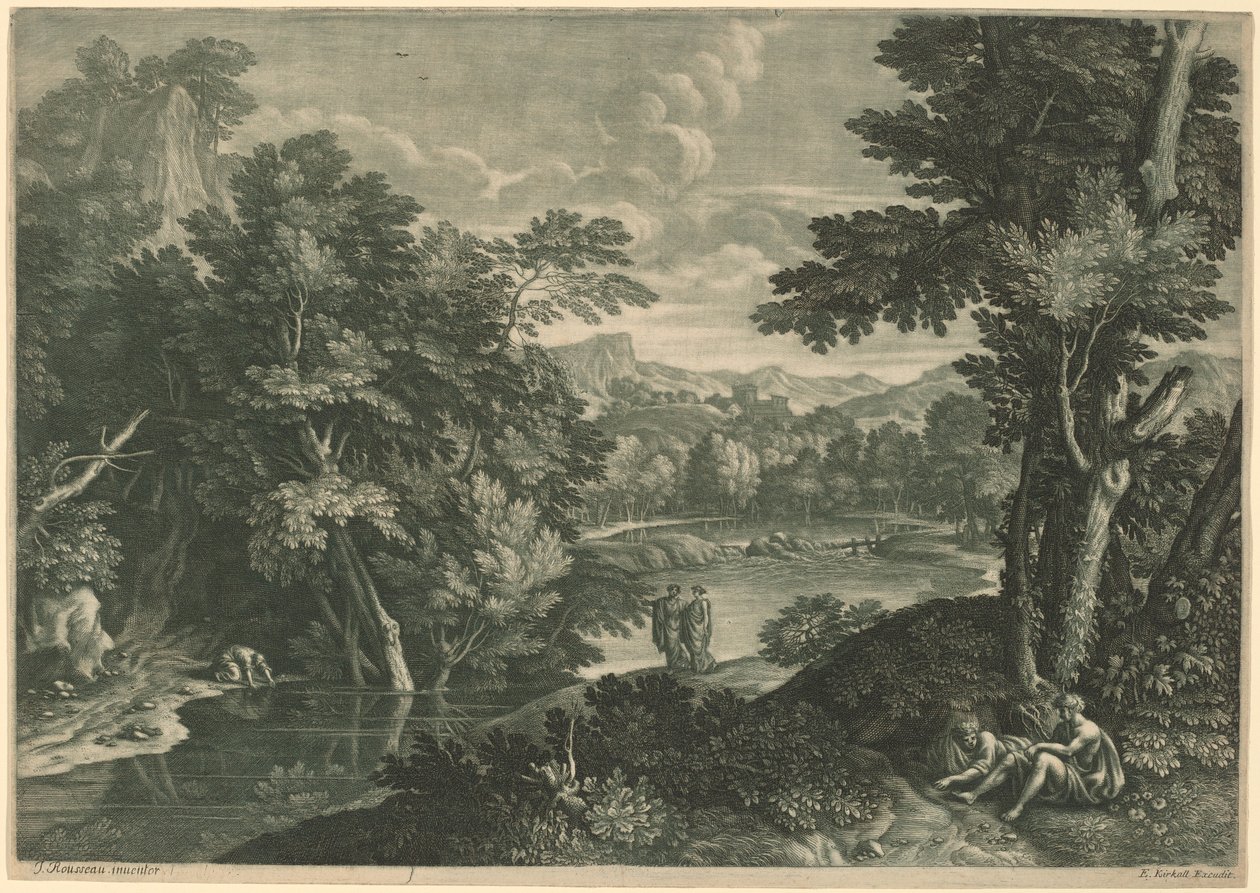 Krajobraz autorstwa Elisha Kirkall, after Jacques Rousseau
