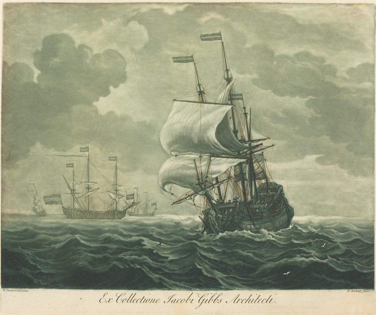 Scena wysyłki z kolekcji Jacoba Gibbsa autorstwa Elisha Kirkall after Willem van de Velde the Elder