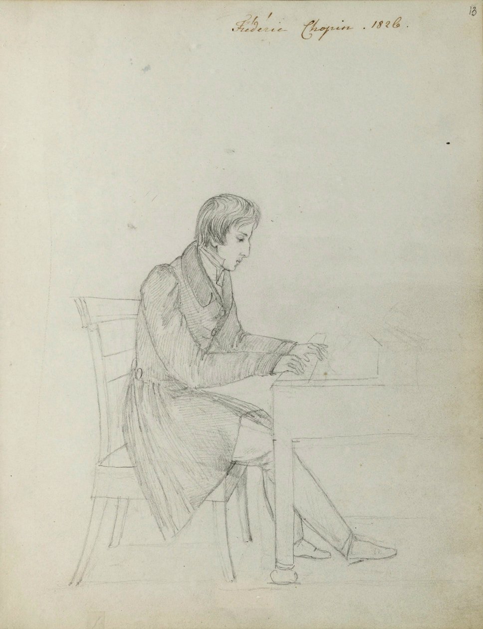 Fryderyk Chopin przy fortepianie autorstwa Eliza Radziwiłłówna