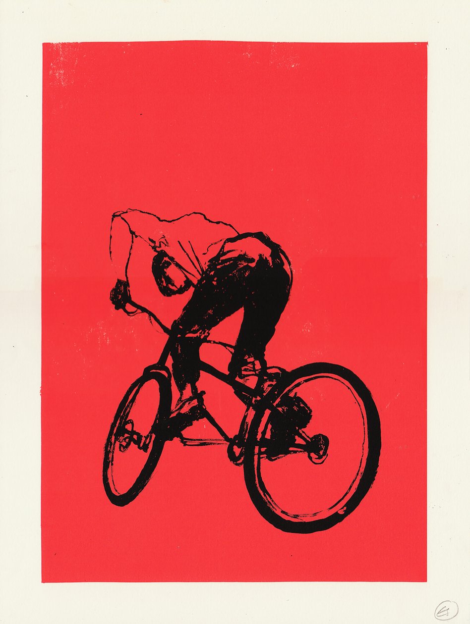 Chłopiec na motocyklu, 2012 (sitodruk) autorstwa Eliza Southwood