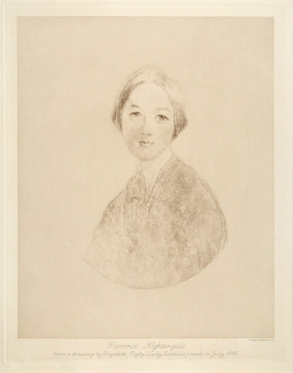 Florence Nightingale, grawerowane przez Emery Walker, 1846 autorstwa Elizabeth Rigby