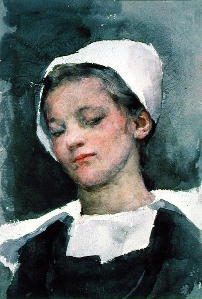 Louise, Breton Girl (akwarela na papierze) autorstwa Elizabeth Adela Stanhope Forbes