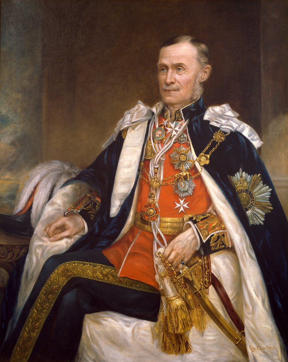 Generał dywizji Sir Owen Tudor Burne GCIE, KSI (1837-1909) autorstwa Elizabeth Anne Leslie Melville