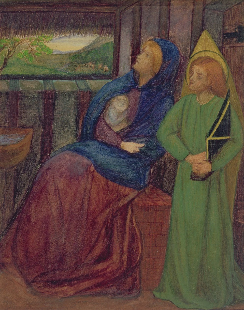Święta Rodzina, ok.1856 (akwarela na papierze) autorstwa Elizabeth Eleanor Siddal