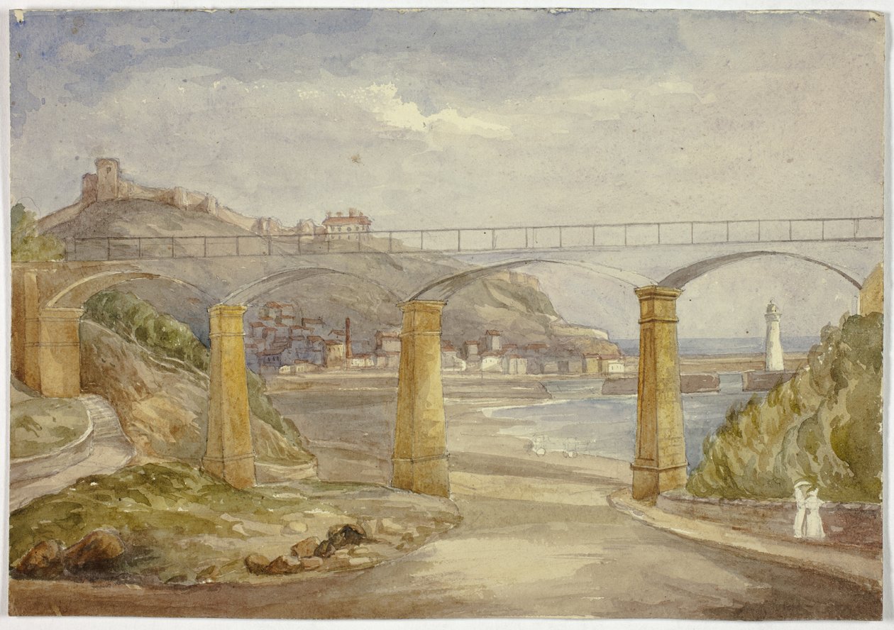 Scarborough (recto) i Szkic domu z matką i dziećmi (verso) autorstwa Elizabeth Murray