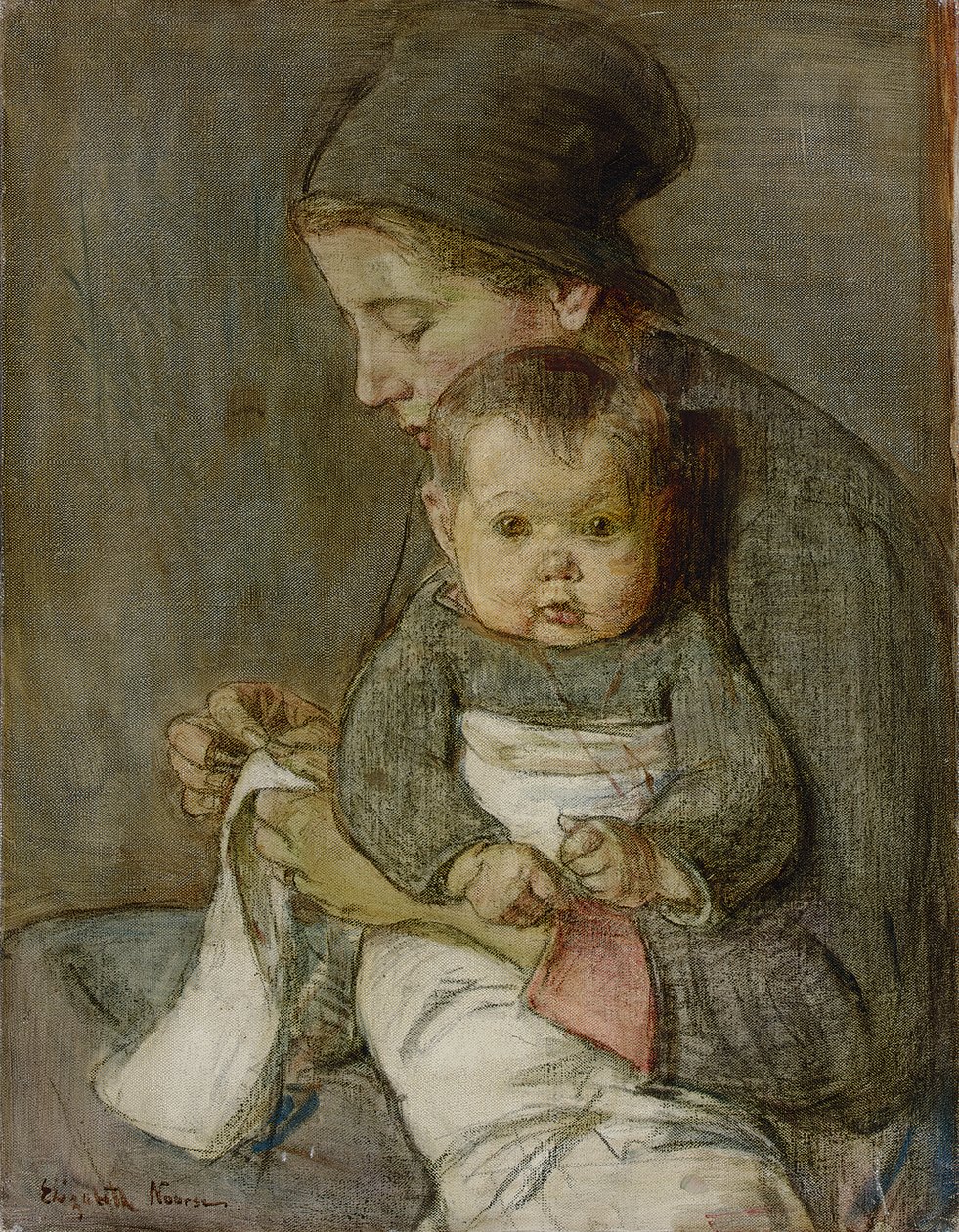 Matka i dziecko (olej na płótnie) autorstwa Elizabeth Nourse