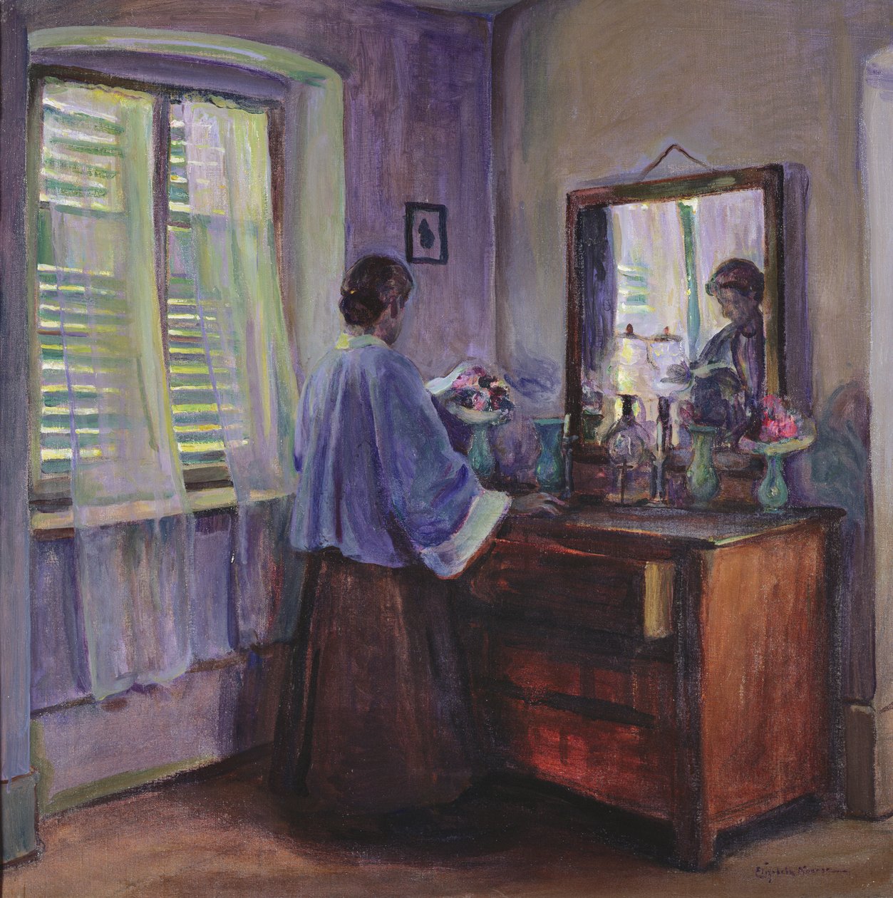 Zamknięte okiennice (olej na płótnie) autorstwa Elizabeth Nourse