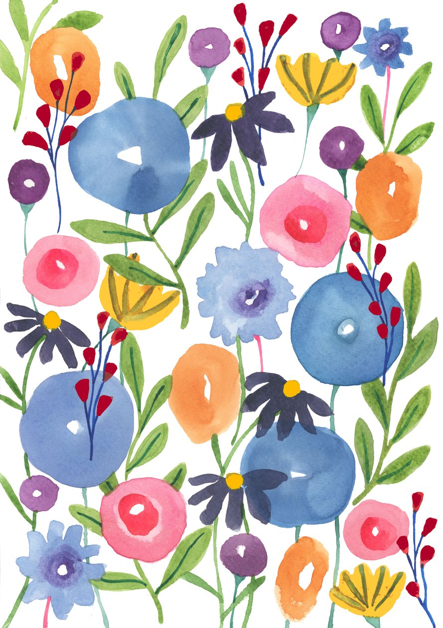 Boho Flowers, 2018 (akwarela) autorstwa Elizabeth Rider