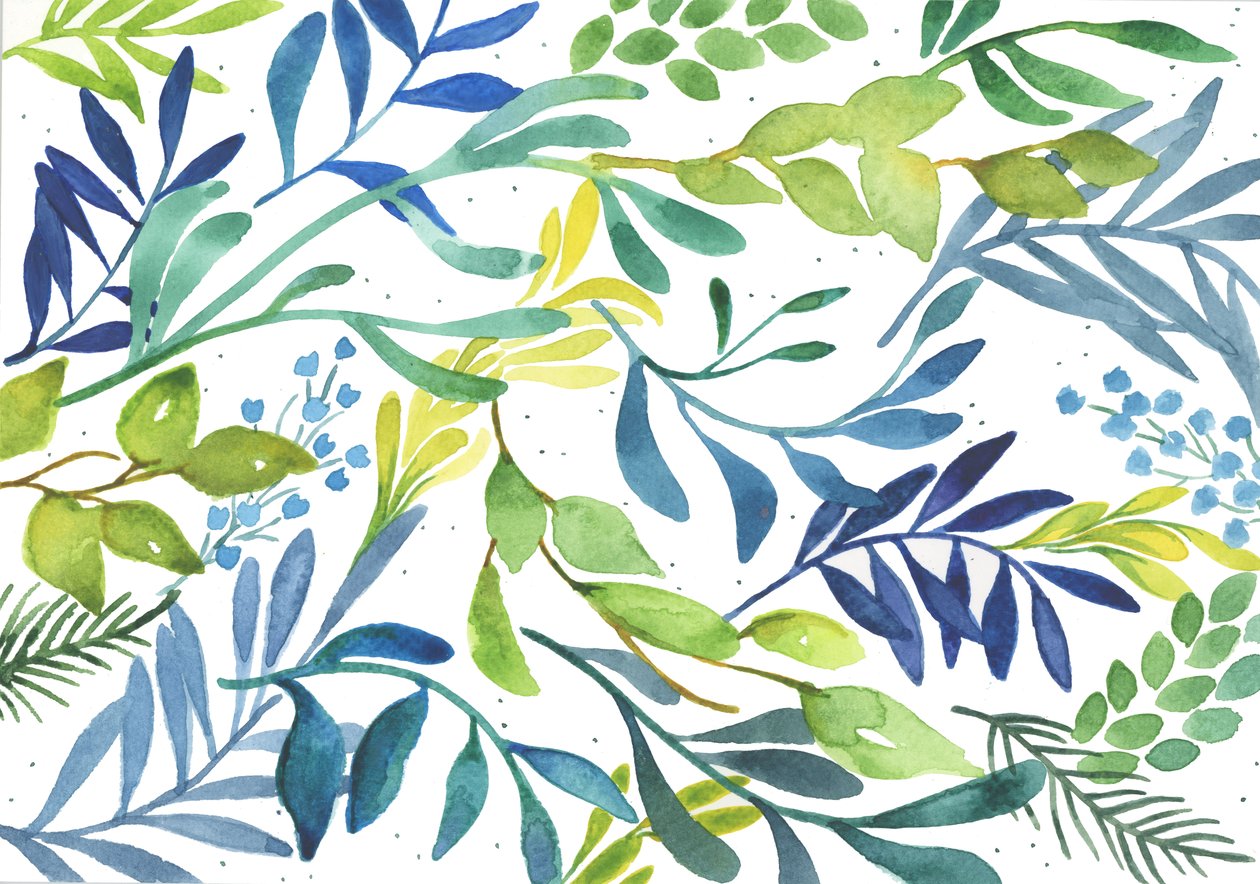Foliage Medley, 2018 (akwarela) autorstwa Elizabeth Rider