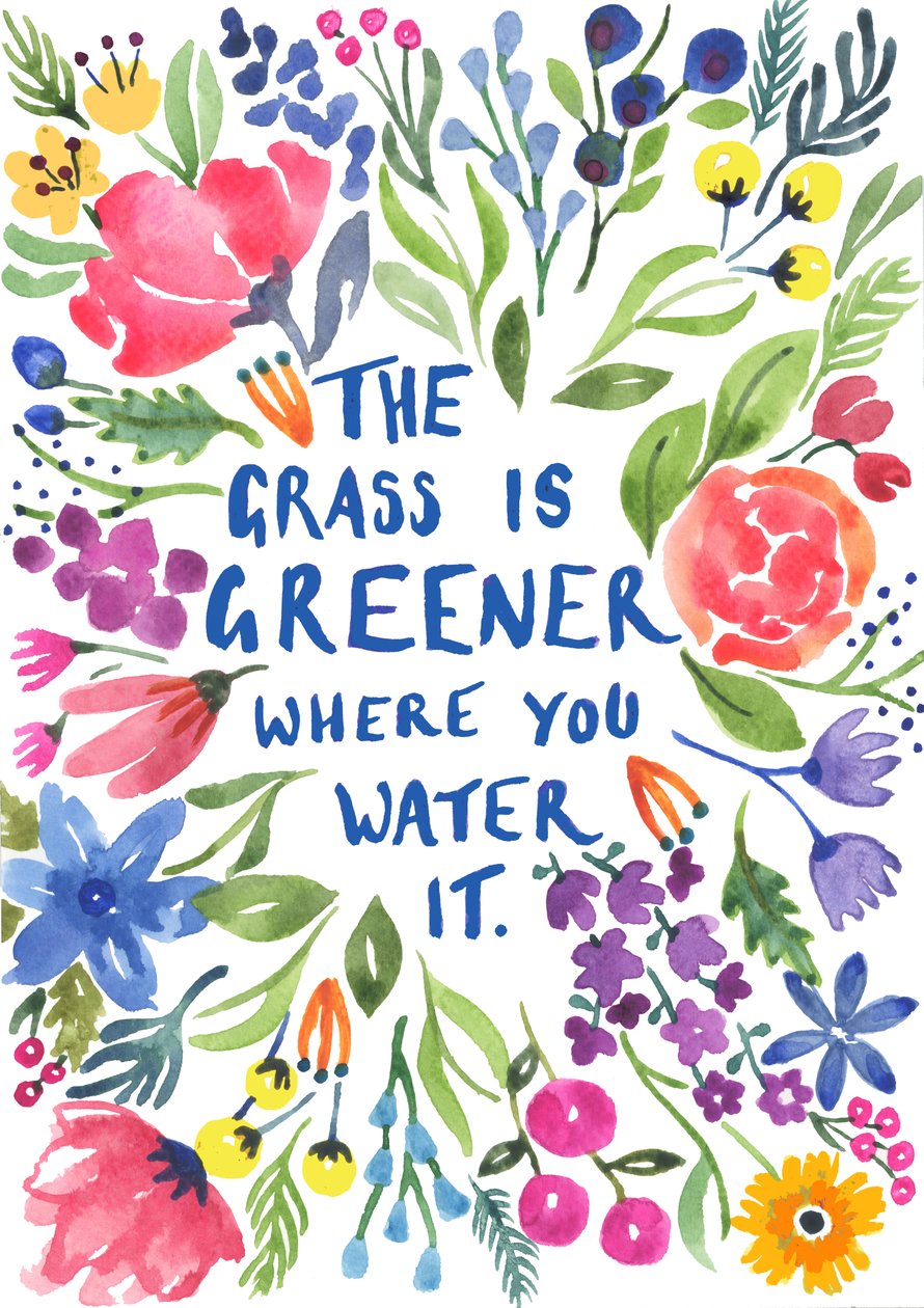 Greener Grass, 2018 (akwarela) autorstwa Elizabeth Rider