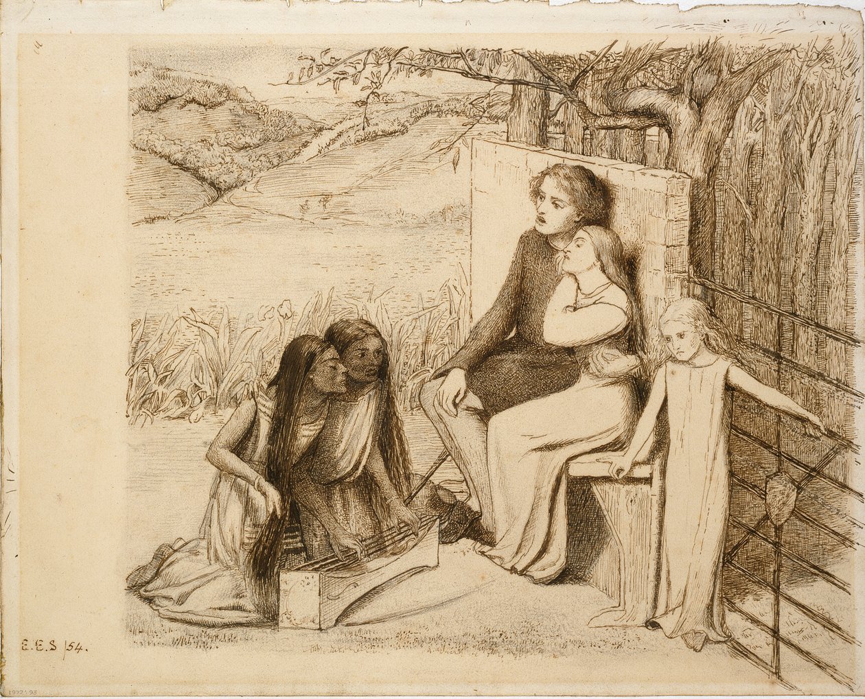 Dwoje Kochanków, 1854 autorstwa Elizabeth Siddal