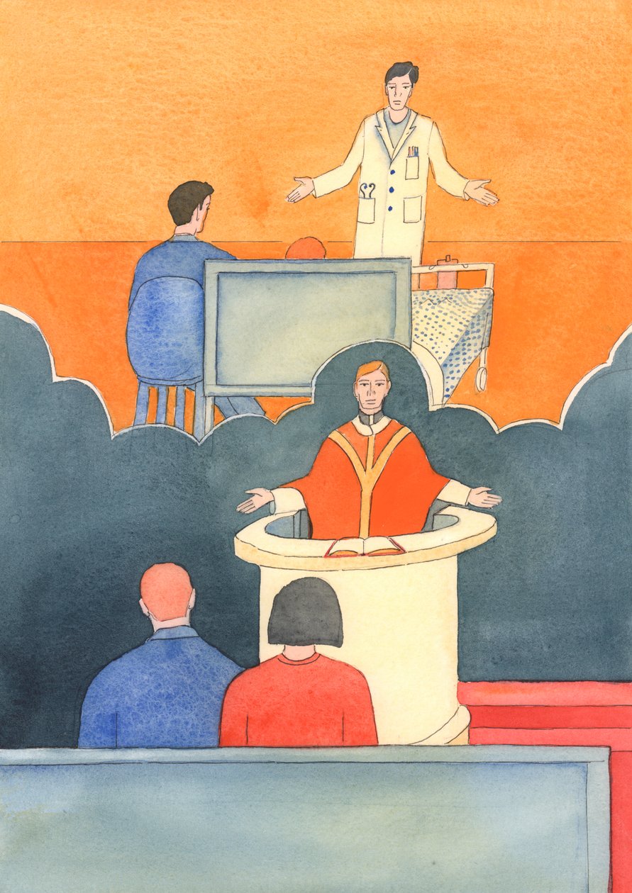 Chirurg, który stawia poważną diagnozę, czasami ma niewielką nadzieję na wyleczenie, 2003 (w/c na papierze) autorstwa Elizabeth Wang