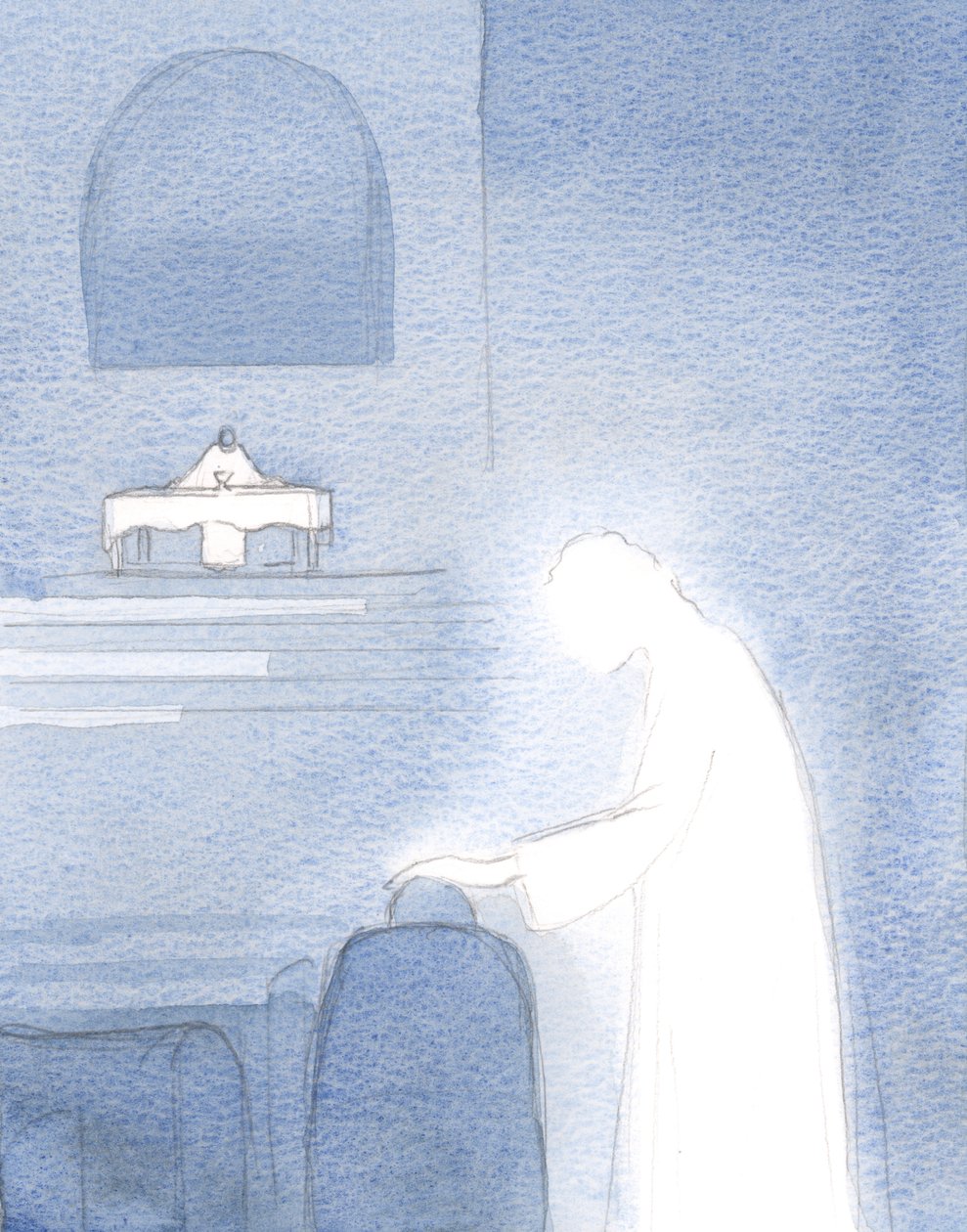 Chrystus podziwia nawet naszą słabą miłość do Niego. Powoduje, że rozpala się dalej w naszych sercach i rozlewa się na innych., 2001 (w/c na papierze) autorstwa Elizabeth Wang