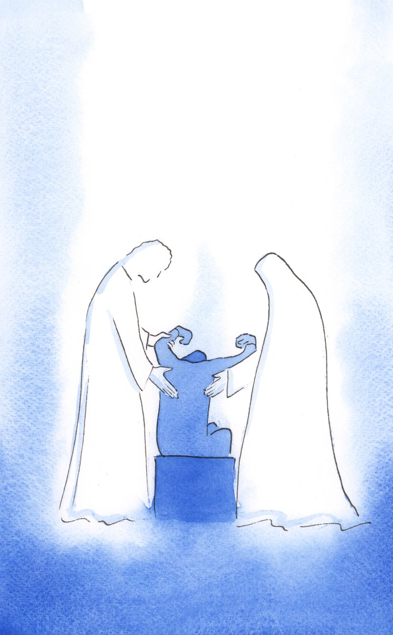 Chrystus i Matka Boża zawsze chętnie nam pomagają. Ich pomoc jest czuła, osobista i nieustająca, aż do nieba, 2002 (w/c na papierze) autorstwa Elizabeth Wang