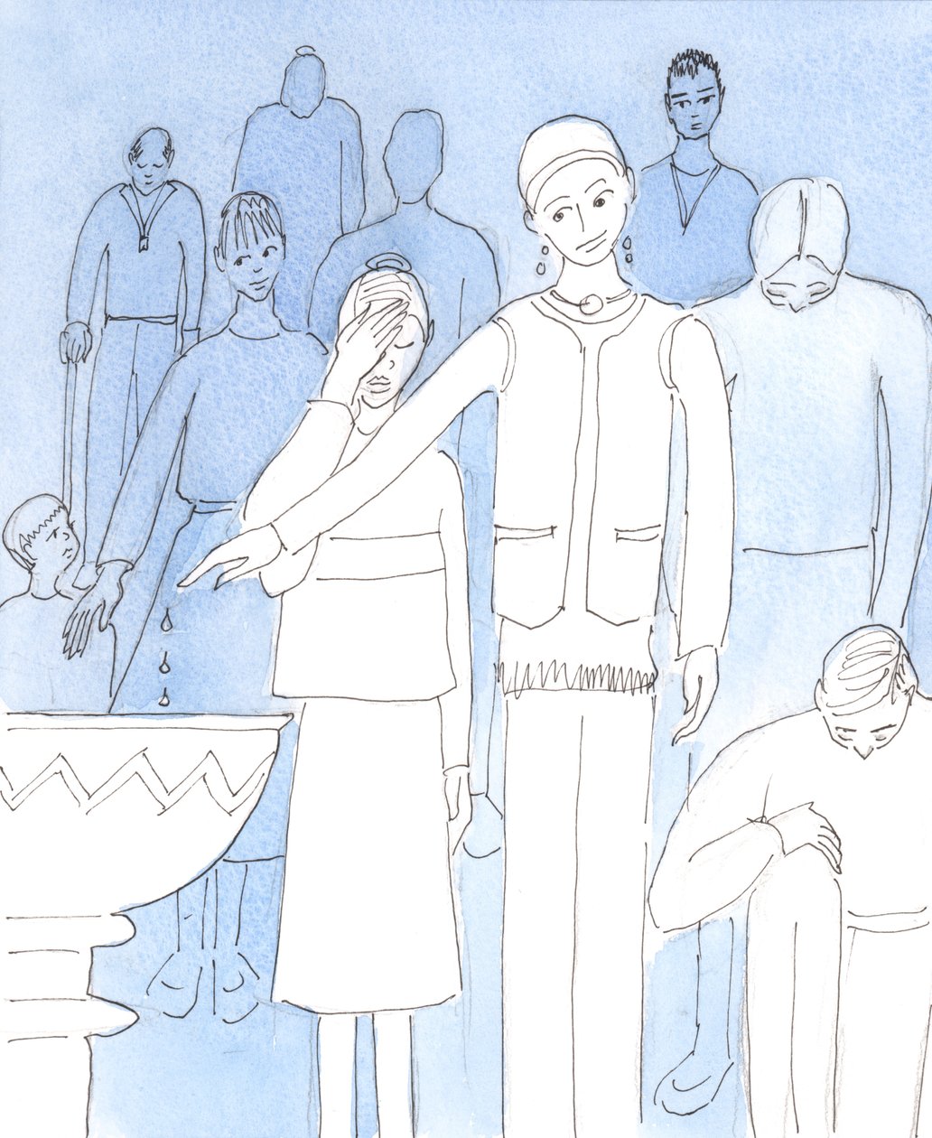Chrystus prosi nas, abyśmy dokonali fundamentalnej ponownej oceny naszych obecnych postaw i działań z szacunkiem dla Niego, 2004 (w/c na papierze) autorstwa Elizabeth Wang