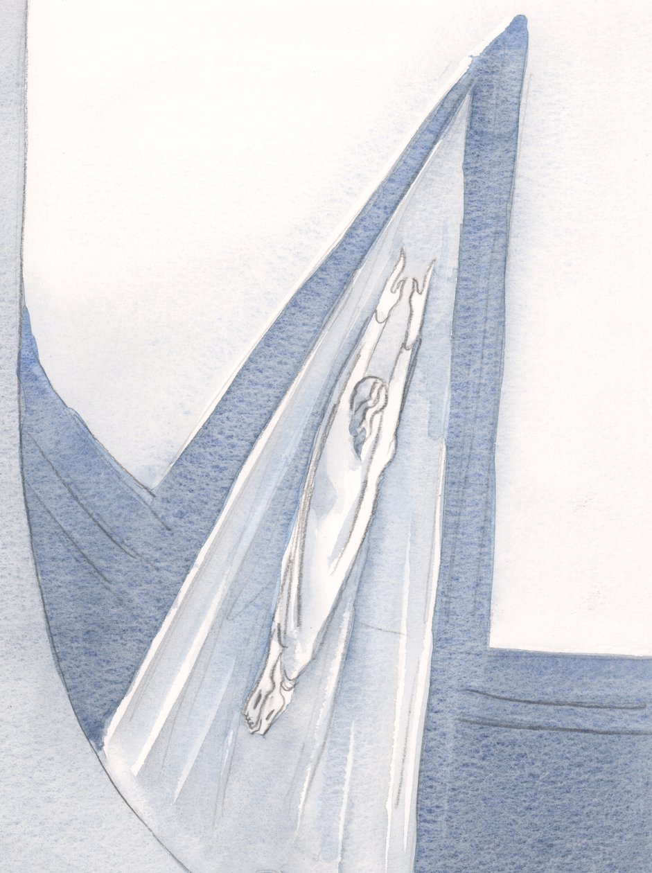 Chrystus wszedł do nieba ubrany na biało i podążamy drogą., 2001 (w/c na papierze) autorstwa Elizabeth Wang