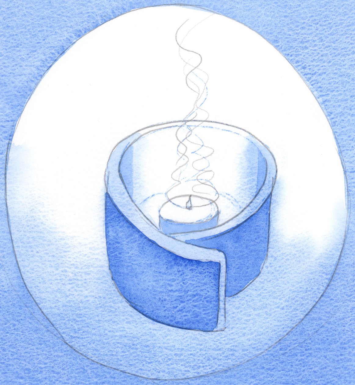 Chrystus jest uhonorowany przez nas nie darami, ale naszą zgodą na opróżnienie i oczyszczenie – jak lampa, w której świeci Chrystus, 2002 (w/c na papierze) autorstwa Elizabeth Wang