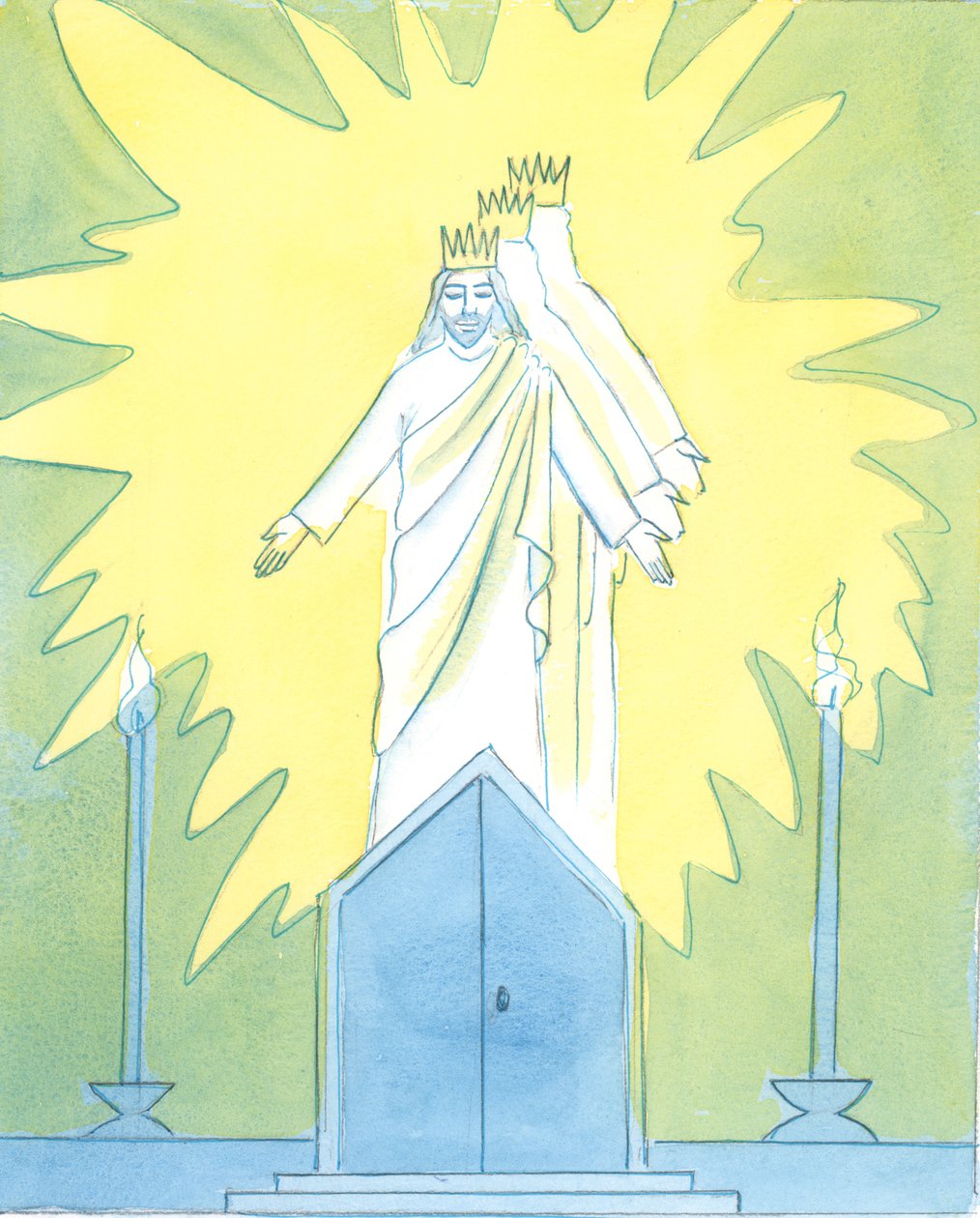 Chrystus jest zadowolony z naszego oddania się Mu w tabernakulum, 2003 (w/c na papierze) autorstwa Elizabeth Wang