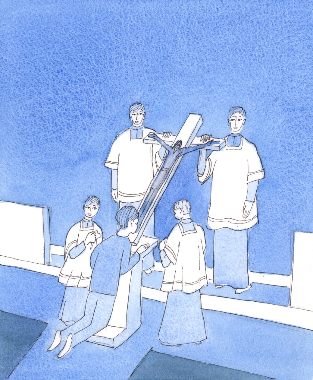 Chrystus jest poruszony do serca każdym znakiem oddania się Jemu w Jego Męce - którą znosił z miłości do nas wszystkich, 2004 (w/c na papierze) autorstwa Elizabeth Wang