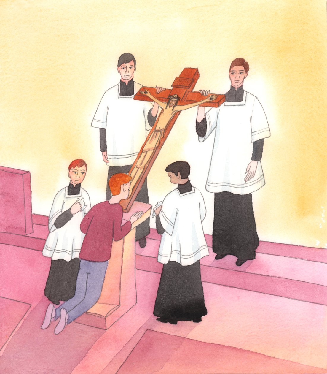 Chrystus jest poruszony do serca każdym znakiem oddania się Jemu w Jego Męce, którą znosił z miłości do nas wszystkich, 2004 (w/c na papierze) autorstwa Elizabeth Wang