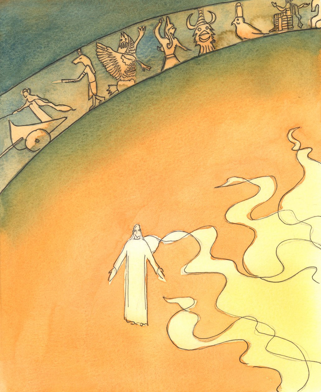 Chrystus jest naprawdę Bogiem i człowiekiem, 2003 (w/c na papierze) autorstwa Elizabeth Wang