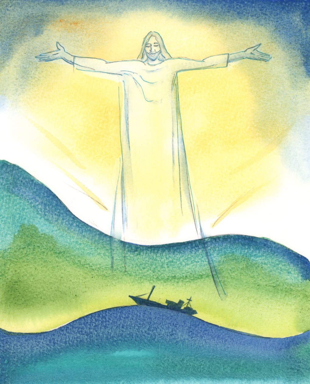 Chrystus, nasz Bóg, naprawdę działał w stworzeniu wszechświata, z Ojcem i Duchem Świętym, 2003 (w/c na papierze) autorstwa Elizabeth Wang